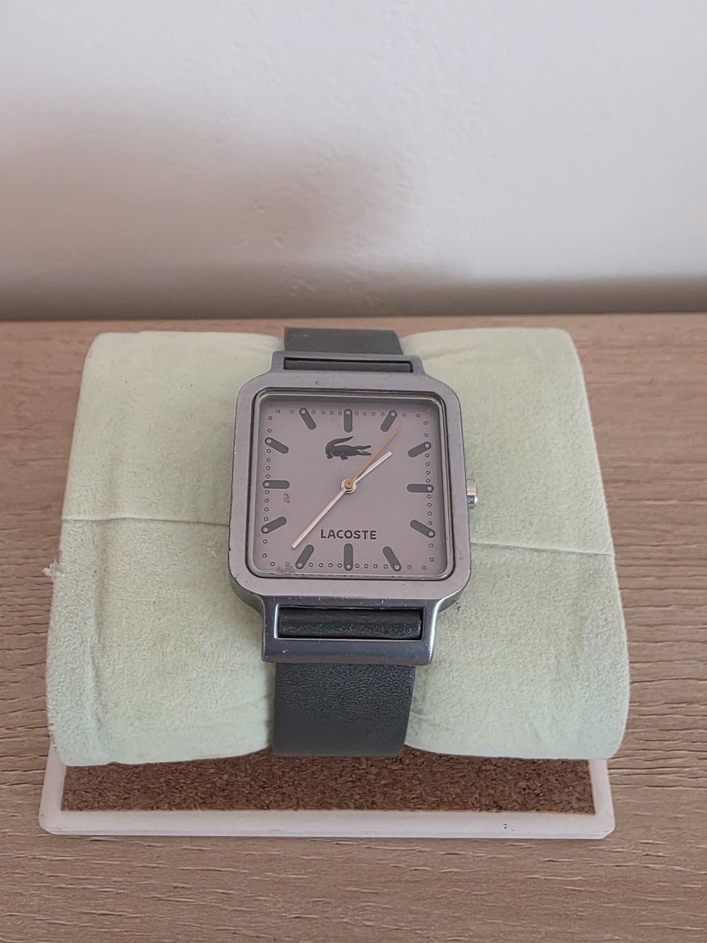Lacoste Unisex Square Dial Leather Strap Watch - Gray